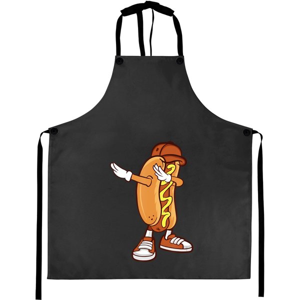 Funny Hot Dog Cute Dab Dancing Hot Dog Fast Food Aprons-image