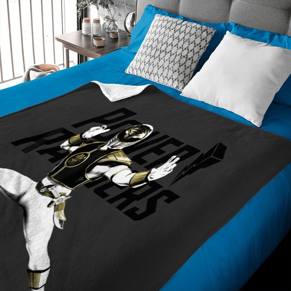 Power Rangers White Ranger Action Pose Logo Baby Blankets-image