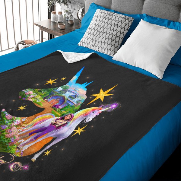 Unicorn Academy Silhouette Sparkle Graphic Logo Baby Blankets-image