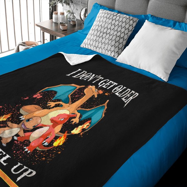 Charizard I Don't Get Older I Level Up Vintage Baby Blanket-image