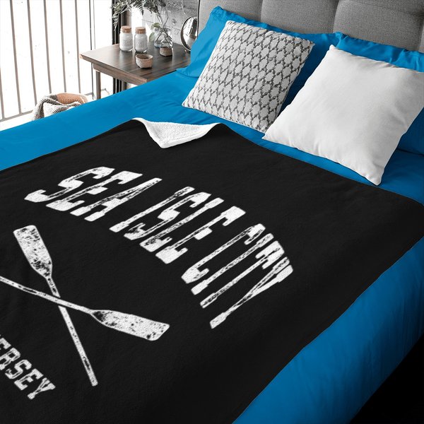 Sea Isle City New Jersey Vintage Nautical Crossed Oars Baby Blankets-image