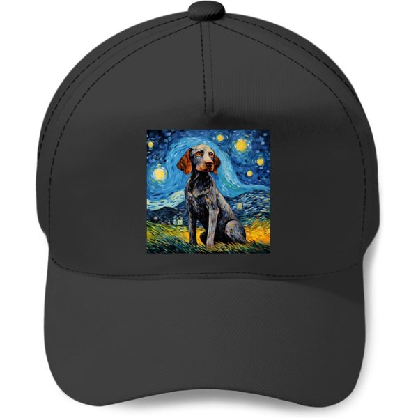 Painting Of German Shorthaired Pointer At Night Baseball Caps-image