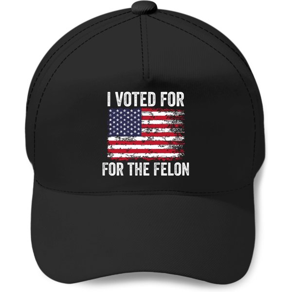 I Voted For The Felon Funny Republican Trump 2024 I Voted_2 Baseball Caps-image