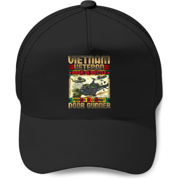 Vietnam-Veteran-Uh1-Huey-Helicopter-Door-Gunner-T-Shirt Baseball Caps-image