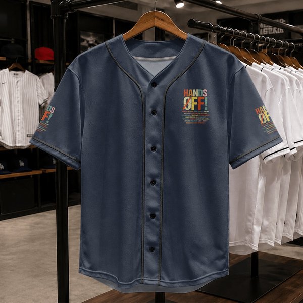 Hands Off Protest Baseball Jerseys, Hands Off Baseball Jerseys, Anti Trump Baseball Jerseys, Activist Protest Baseball Jerseys-image