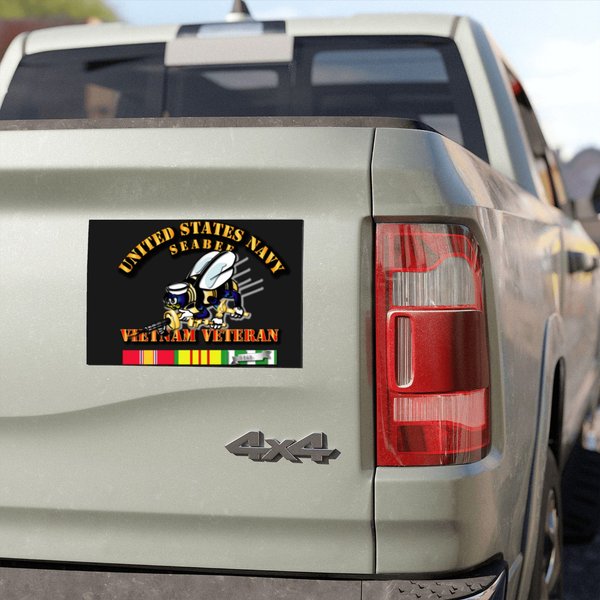 Navy Seabee Vietnam Veteran V2 Car Magnets-image