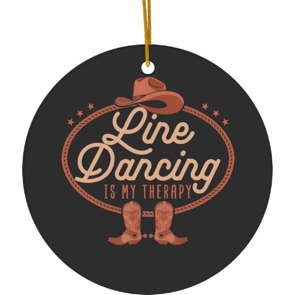 Line Dancing Is My Therapy Country Music Line Ceramic Ornaments-image