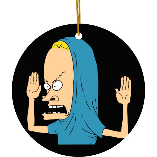 Movie Beavis And Butthead Real Life Cornholio Around The Christmas Tree Ceramic Ornaments-image