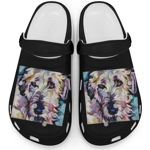 Irish Wolfhound Dog Bright Colorful Pop Dog Art Clogs-image