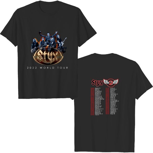 Styxs World Tour 2022 Unisex T-Shirt With Dates, Vtg Styxs Tour 2022 T Shirt-image