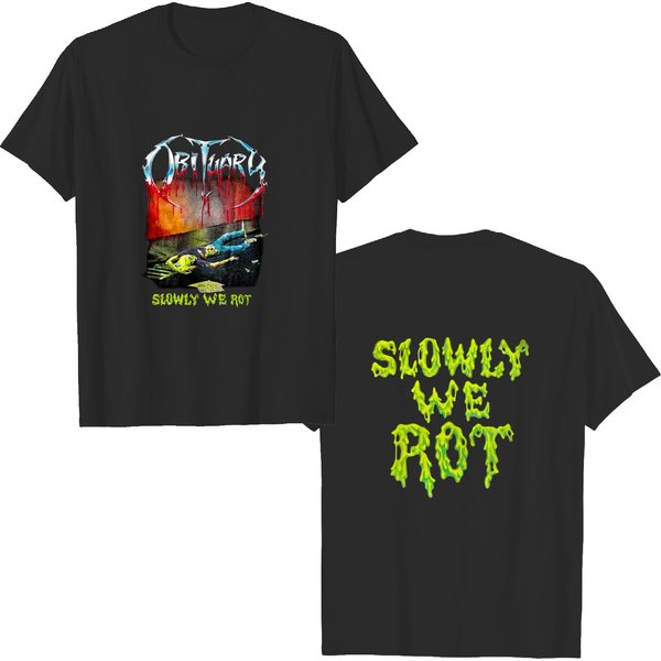 Obituary Slowly We Rot Vintage Print Band T Shirt New American 90S Death Metal Band-image