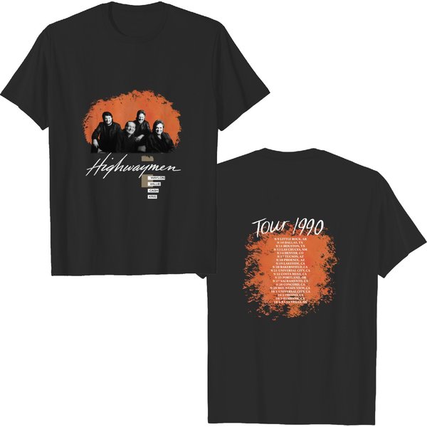 The Highwaymen T-Shirt, Vintage 90S Highwaymen 1990 Tour Concert T-Shirt-image