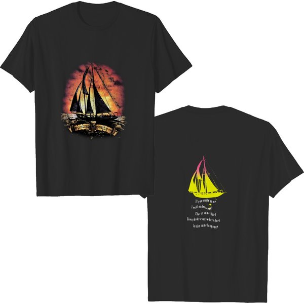 Vintage Crosby Stills Nash Wooden Ships Black Double Sided T Shirt-image