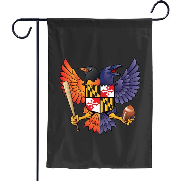 Cotton Birdland Baltimore Raven And Oriole Maryland Round Graphic S Garden Flags-image