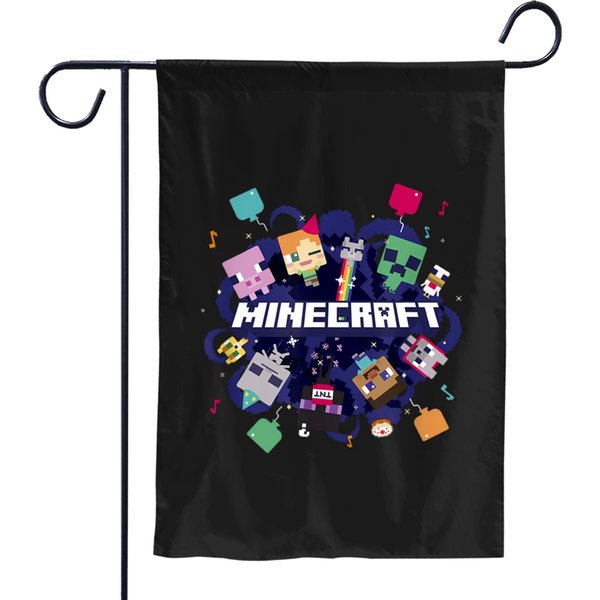 Minecraft Chibi Mobs Party Celebration Logo Garden Flags-image