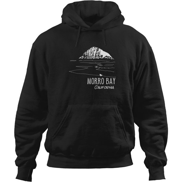Morro Bay Ca Morro Rock Ca Drawing Souvenir Line Art Hoodies