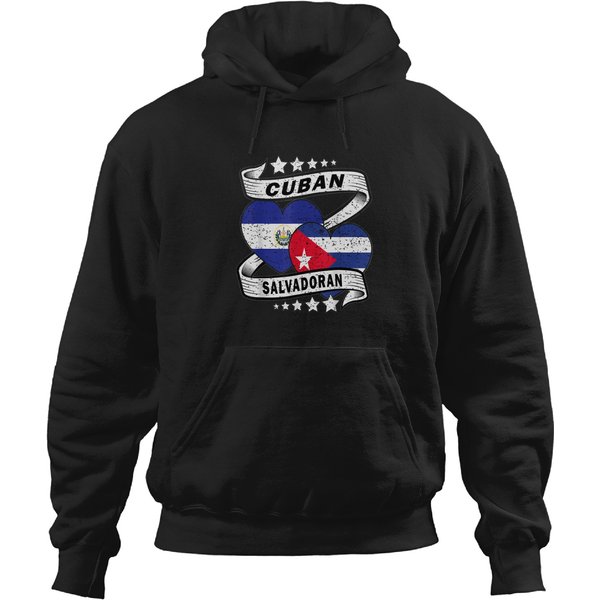 Cuban Salvadoran Heart Flags Cuba And El Salvador Flag T-Shirt Hoodies-image