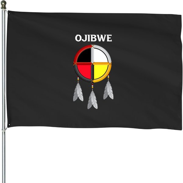 Ojibwe Anishina Indian Tribe Ojibwe Native Wheel House Flags-image