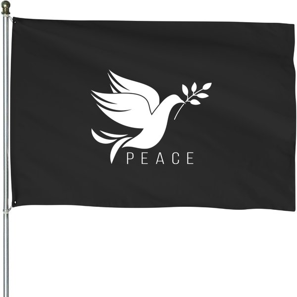Peace Dove Symbol With Olive Tree Branch House Flags-image