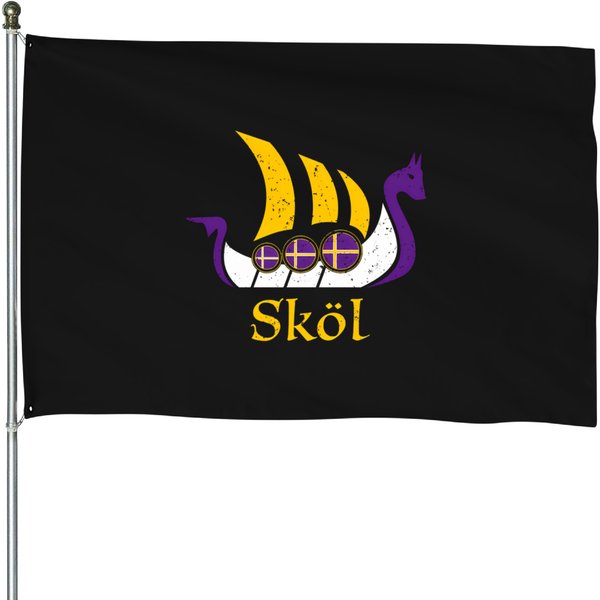 Skol Sweat Nordic Scandinavian Vikings Boat House Flags-image