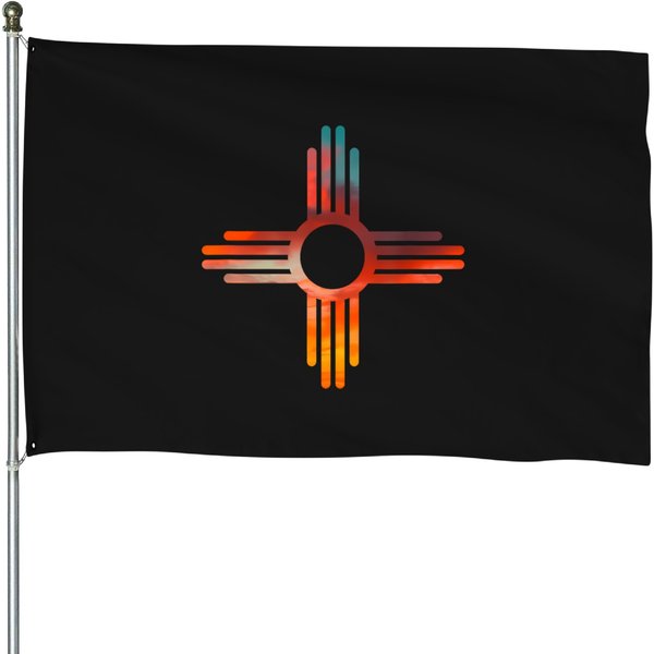 New Mexico State Zia Vintage Retro Modern Design House Flags-image