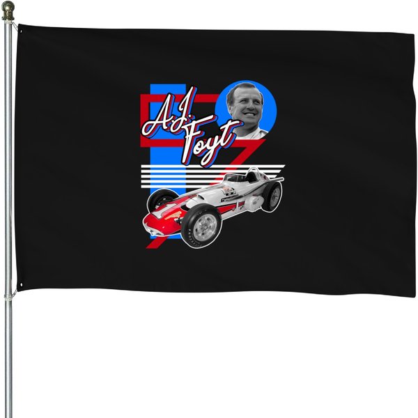 Aj Foyt ))(( Indy Car Racing Legend Tribute T-Shirt House Flags-image