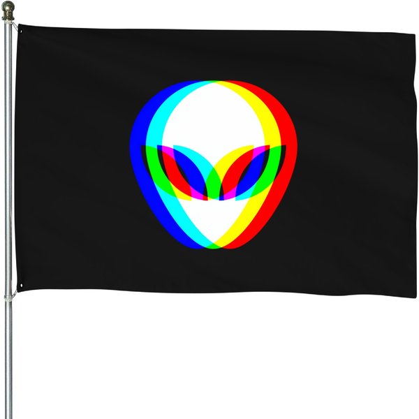 Alien Head Trippy Vaporwave Techno Rave Edm Music Festival House Flags-image