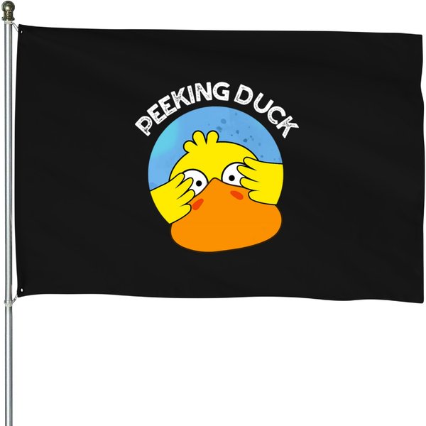 Peeking Duck Funny Chinese Dish Pun House Flags-image