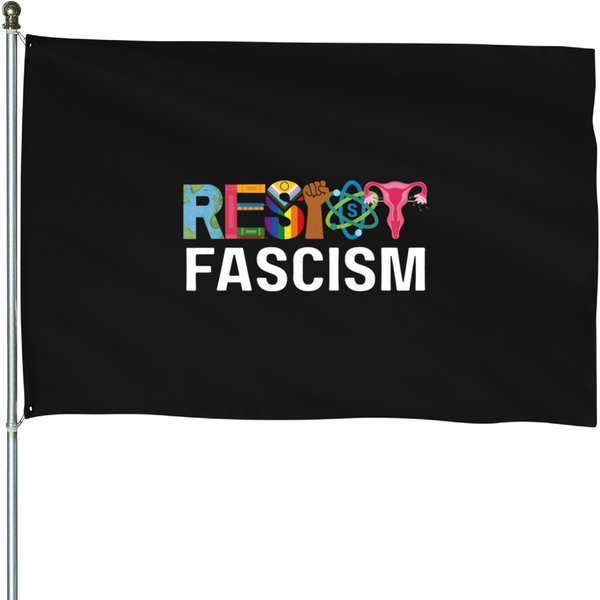 Resist Fascism Anti Racist Anti Trump House Flags-image