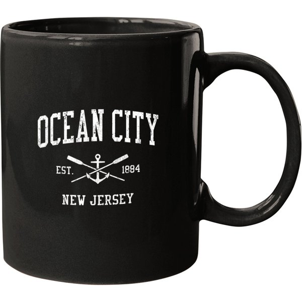 Ocean City Nj Vintage Crossed Oars Boat Anchor Sports Mugs-image