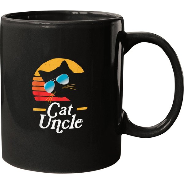 Cat-Uncle-Vintage-80S-Style-Cat-Retro-Sunglasses-Distressed-T-Shirt Mugs-image