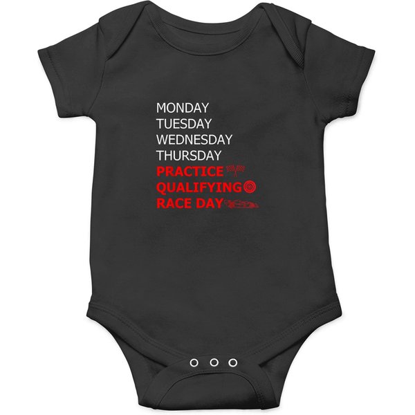 Monday Tuesday Thursday Practice Qualifying Race Day Onesies-image