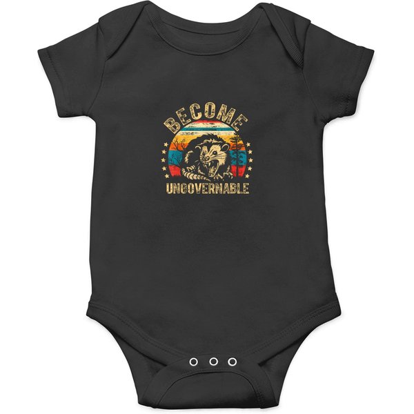 Retro-Become-Ungovernable-Funny-Angry-Opossum-Funny-Saying-T-Shirt Onesies-image