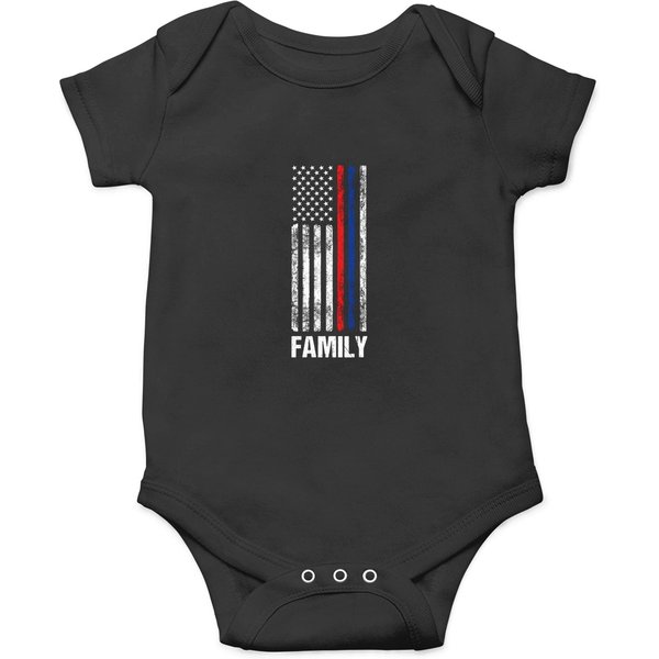 Thin Red Blue Line Flag Patriotic Support Police Firefighter Onesies-image