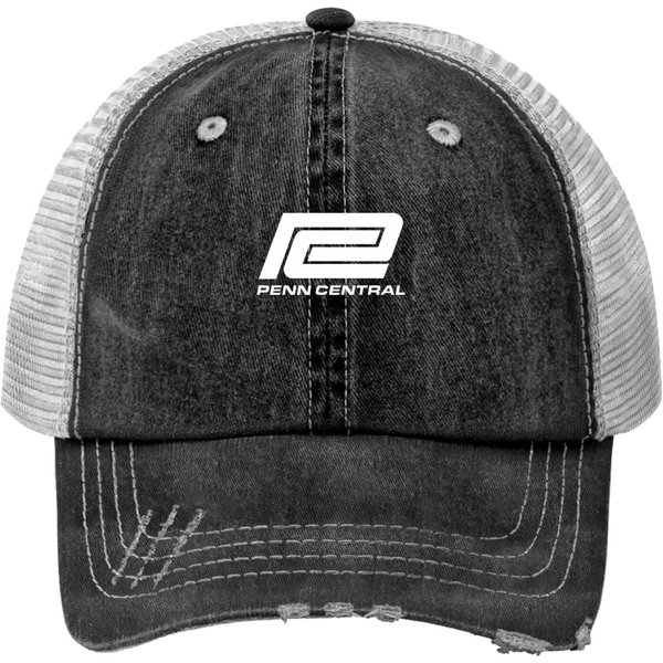 Vintagess Penn Central Railroad Print Trucker Hats-image