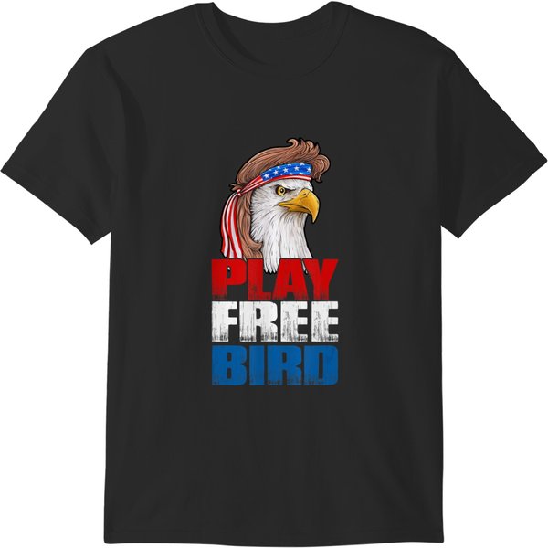 Play Free Bird Eagle Mullet American Flag 4Th Of July T-Shirts-image
