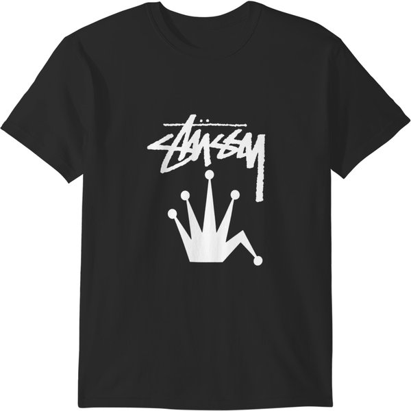 Stusssy Black Crown Hat Logo T Shirt T-Shirts-image