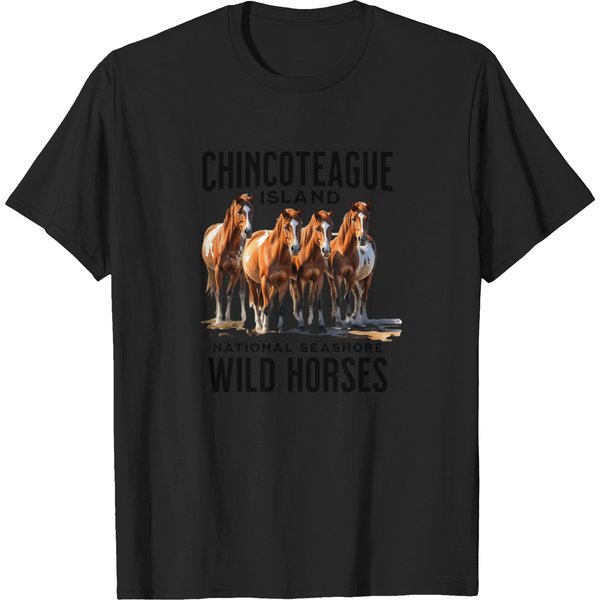 Chincoteague Island National Seashore Wild Horses T-Shirt T-Shirts-image