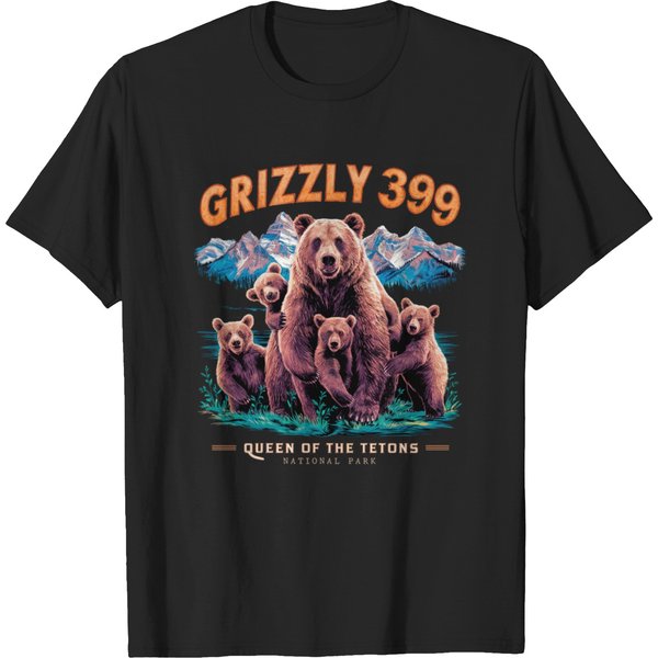 Grizzly 399 Bear Lovers Queen Of The Tetons National Park T-Shirts-image