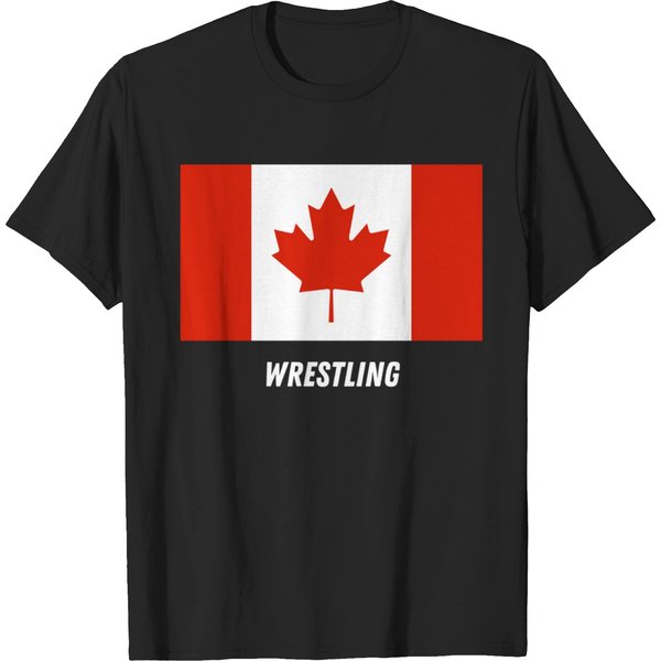 Patriotic Support Wrestling Canada Team Sport Canadian Flag T-Shirts-image