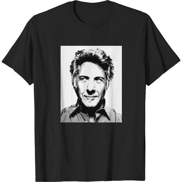 Black White Portrait (Linocut) Of Dustin Hoffman (1) T-Shirt T-Shirts-image