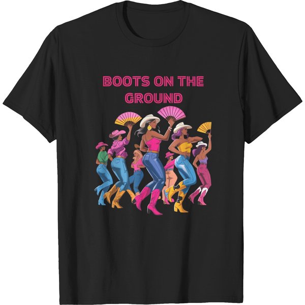 Boots On The Ground Funny Cowgirls Boots Bling Women T-Shirts-image