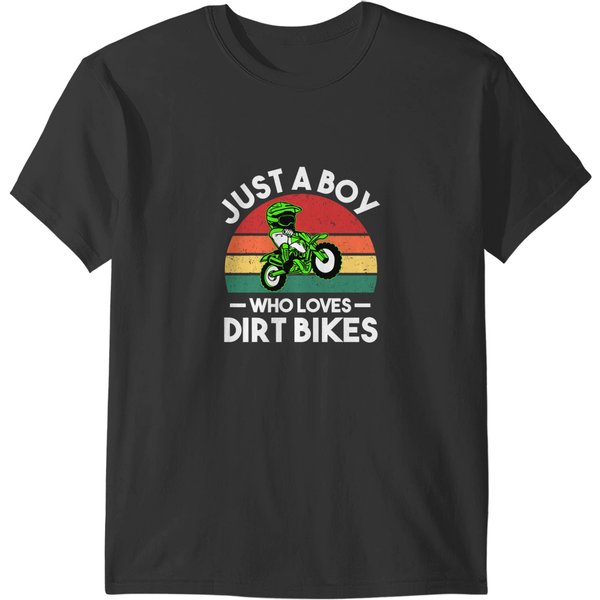 Just A Boy Who Loves Dirt Bikes Motocross Dirtbike Boys T-Shirts-image