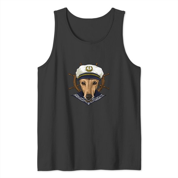 Greyhound Sailor Boat Captain Greyhound Dog 161 Tank Tops-image