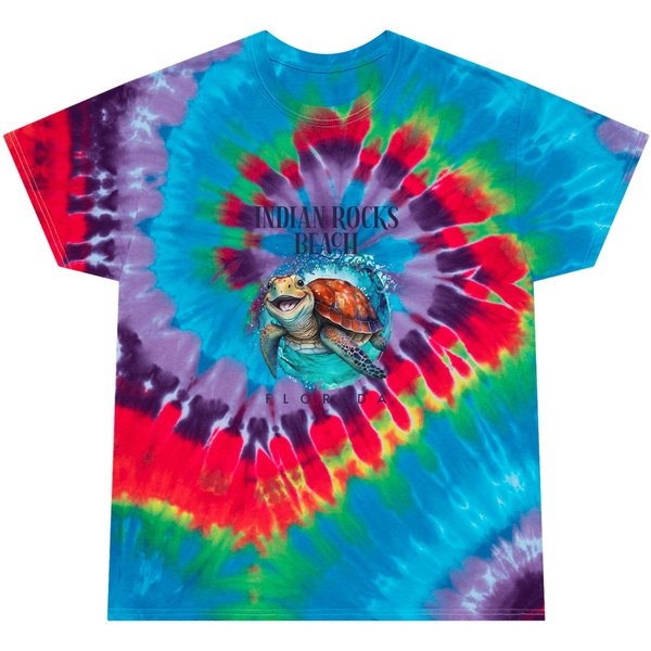 Indian Rocks Beach Florida Watercolor Happy Sea Turtle T Tie Dye T Shirts-image