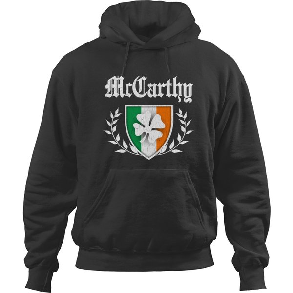 Mccarthy Family Shamrock Crest (Vintage Distressed) Hoodies-image