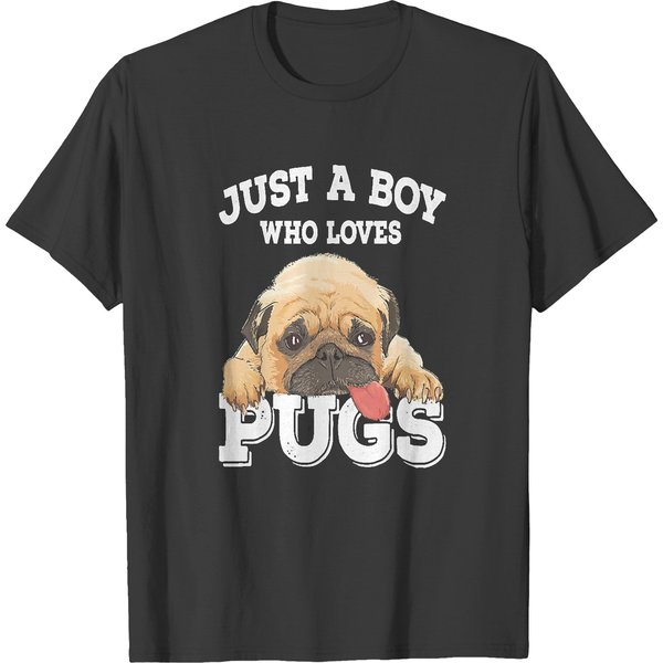 Pug Just A Boy Who Loves Pugs Funny Pug Lover Gift For Boys T-Shirts-image