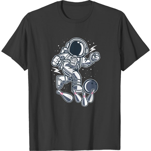 Astronaut Bowling Space Bowling Ball Bowler T-Shirt-image