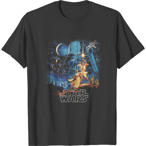 New A New Hope Faded Vintage Poster Graphic T-Shirt-image