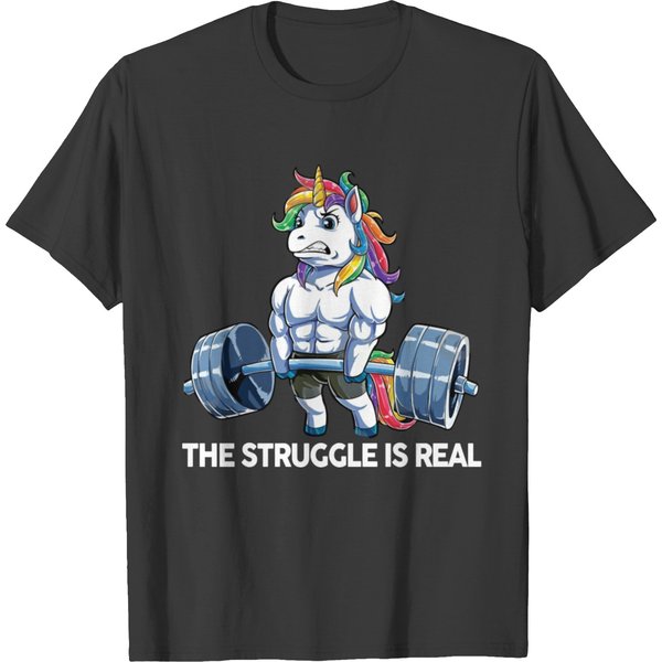 The Struggle Is Real Unicorn Weight Lifting T-Shirt-image